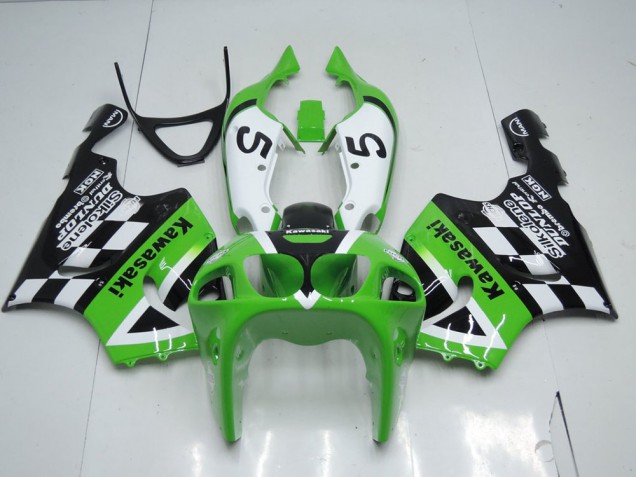 Abs 1996-2003 Green Black and White Kawasaki ZX7R Motor Fairings