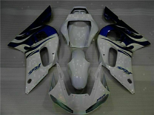 1998-2002 White Blue Yamaha YZF R6 Bike Fairings