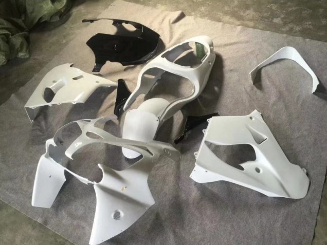 2000-2001 Pure White Glossy Black Kawasaki ZX9R Motorcycle Fairings Kits