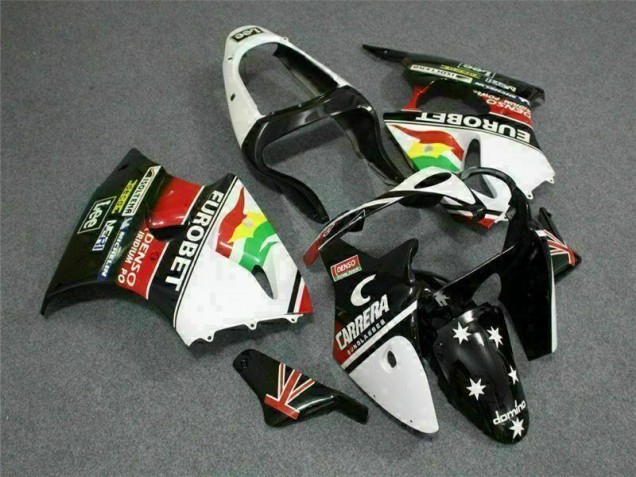 2000-2002 Black White Eurobet Kawasaki ZX6R Bike Fairing