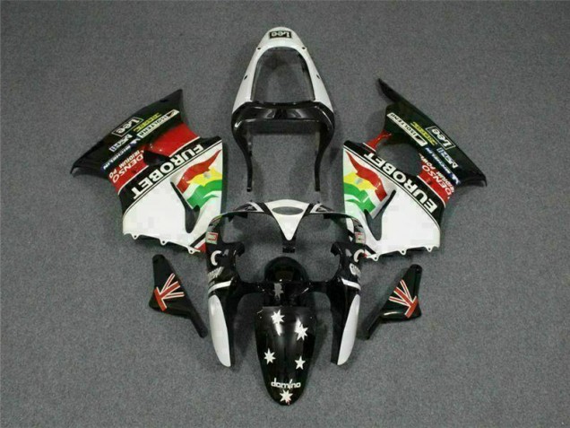 2000-2002 Black White Eurobet Kawasaki ZX6R Bike Fairing