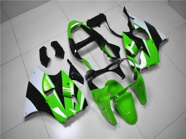 2000-2002 Green White Black Kawasaki ZX6R Bike Fairing Kit