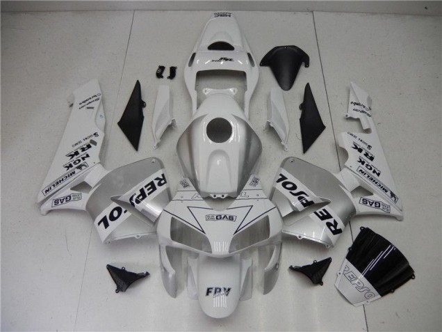 2003-2004 Silver White Black Repsol Honda CBR600RR Motorcycle Fairings Kit