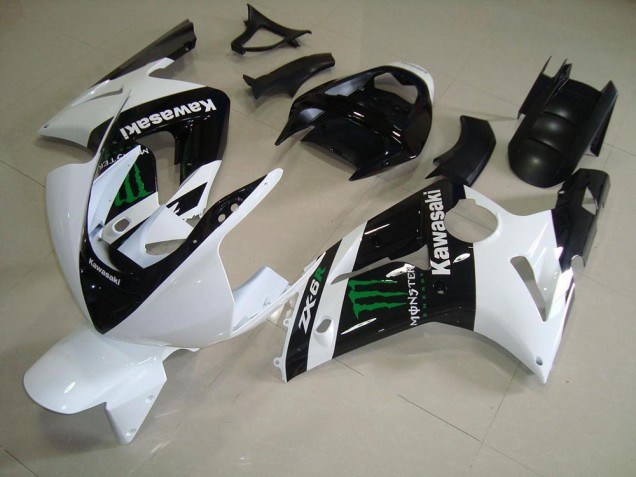 2003-2004 White Monster Kawasaki ZX6R Bike Fairings