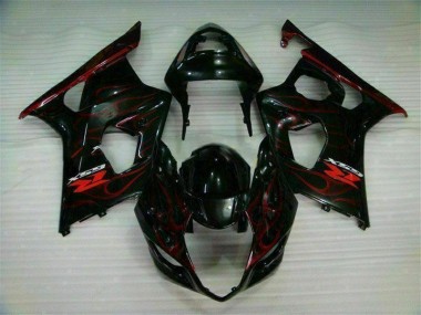 2003-2004 Red Flame Suzuki GSXR 1000 Bike Fairing Kit