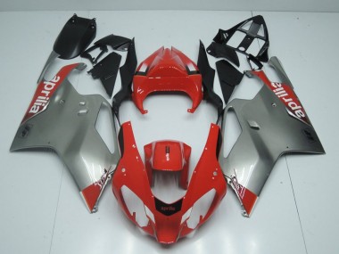 Abs 2003-2006 Silver and Red Aprilia RSV1000 Motorbike Fairing Kits