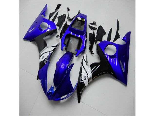 2003-2005 Blue White Black Yamaha YZF R6 Motorcycle Fairings Kit