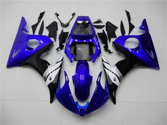 2003-2005 Blue White Black Yamaha YZF R6 Motorcycle Fairings Kit