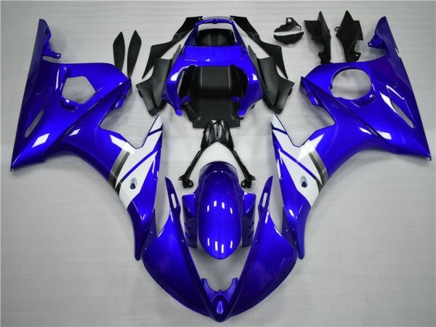 2003-2005 Blue White Yamaha YZF R6 Bike Fairings