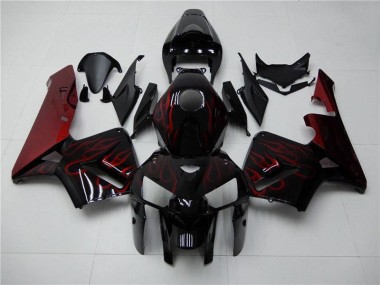 2005-2006 Red Flame Black Honda CBR600RR Bike Fairings