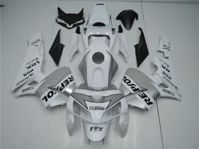 2005-2006 White Silver Black Repsol Honda CBR600RR Motorbike Fairing