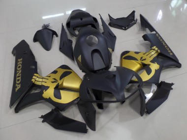 2005-2006 Matte Black with Gold Skull Honda CBR600RR Moto Fairings