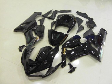 Abs 2005-2006 Glossy Black Gold Decals Kawasaki ZX6R Motorcycle Fairings Kits