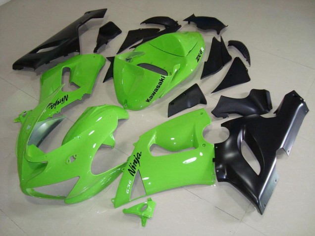 2005-2006 Lime Green Kawasaki ZX6R Bike Fairings