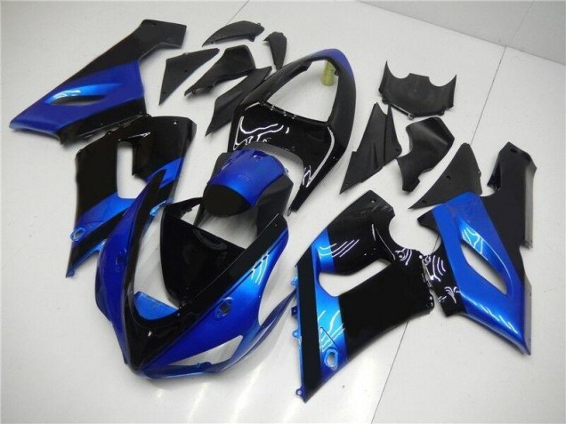 2005-2006 Blue Black Kawasaki ZX6R Motorcycle Fairing Kits