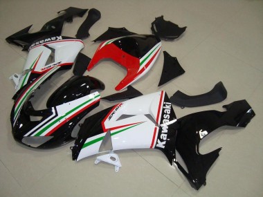 2006-2007 White and Black Kawasaki ZX10R Bike Fairing Kit