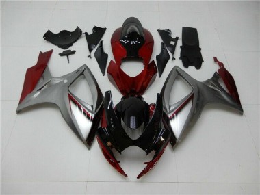 2006-2007 Red Silver Suzuki GSXR 600/750 Bike Fairing Kit