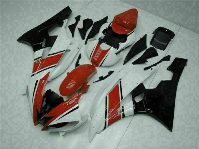 2006-2007 Red White Yamaha YZF R6 Motorcycle Fairings & Plastics