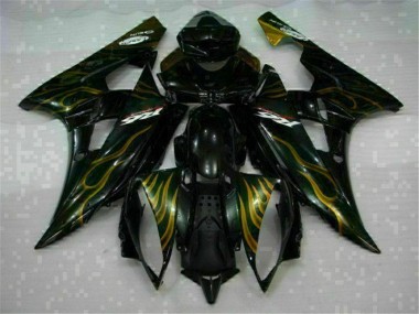 2006-2007 Black Yamaha YZF R6 Bike Fairing Kit