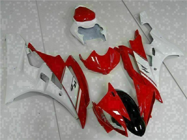 Abs 2006-2007 Red White Yamaha YZF R6 Motorcyle Fairings