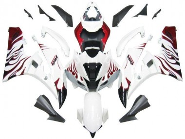 Abs 2006-2007 White Red Flame Yamaha YZF R6 Motorcycle Fairing