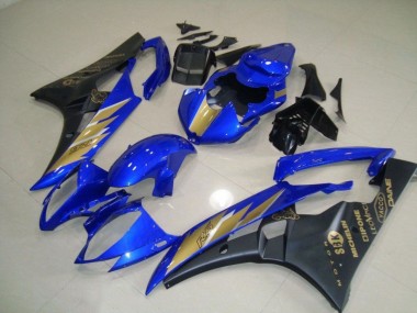 Abs 2006-2007 Black Blue with Gold Sticker Yamaha YZF R6 Motorcycle Fairing Kit