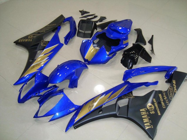 2006-2007 Black Blue with Gold Sticker Yamaha YZF R6 Motorcycle Fairing