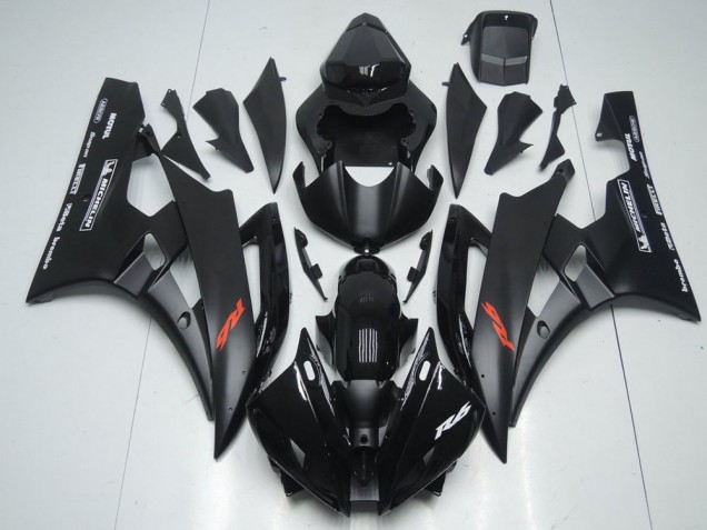 2006-2007 Matte Black and Glossy Black Yamaha YZF R6 Motorbike Fairing Kits