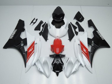 Abs 2006-2007 White Red and Matte Black Yamaha YZF R6 Motorbike Fairings