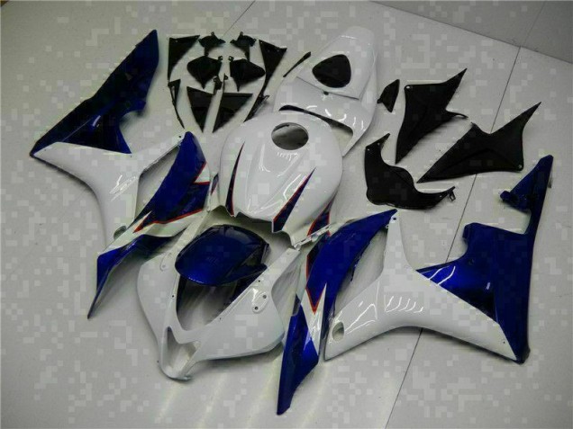 2007-2008 White Blue Honda CBR600RR Replacement Motorcycle Fairings