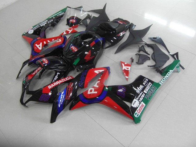 2007-2008 Black Red Pata Honda CBR600RR Motorcycle Fairings Kits