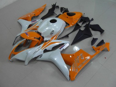 2007-2008 Pearl White Orange Honda CBR600RR Motorcylce Fairings