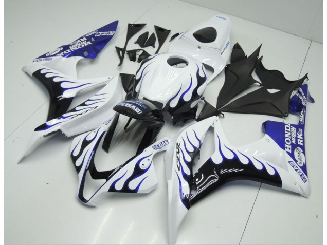 2007-2008 White Blue Flame Honda CBR600RR Bike Fairings