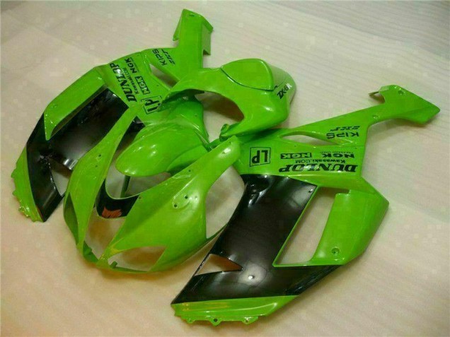 2007-2008 Green Black Dunlop Kawasaki ZX6R Motorbike Fairing Kits