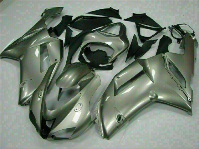 2007-2008 Silver Kawasaki ZX6R Motorcycle Fairings Kits