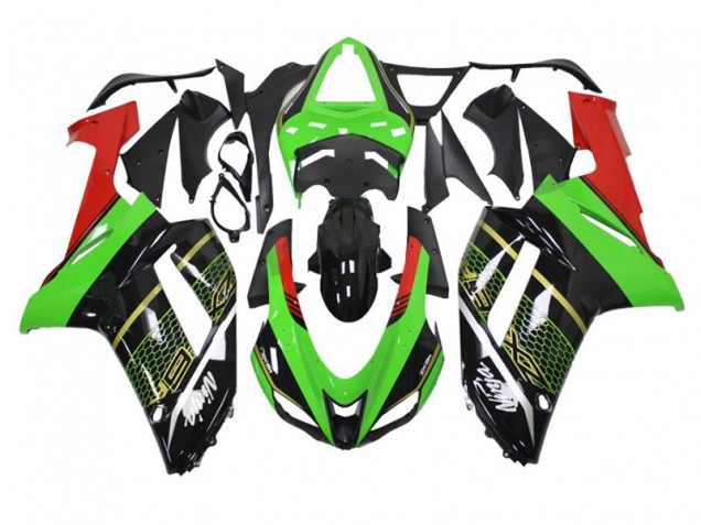 2007-2008 Green Black Kawasaki ZX6R Motorcycle Fairing Kit