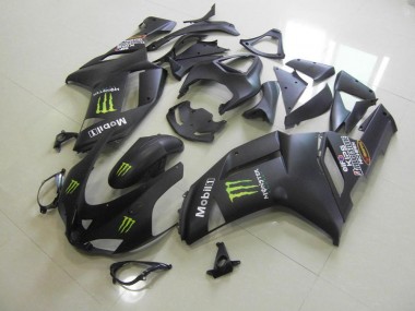 Abs 2007-2008 Matte Black Monster Kawasaki ZX6R Moto Fairings