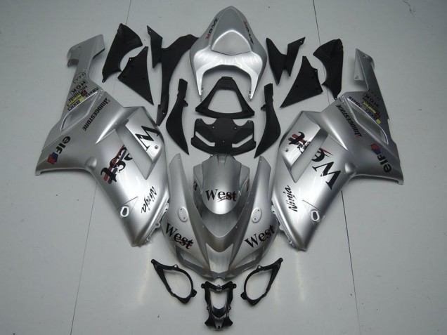 2007-2008 Silver West Kawasaki ZX6R Replacement Fairings