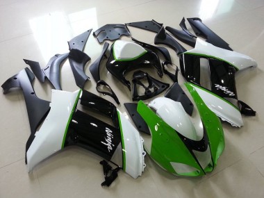 2007-2008 Green Black White Kawasaki ZX6R Motorcycle Fairing Kits