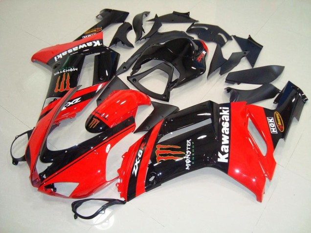 2007-2008 Monster In Red Kawasaki ZX6R Motorcycle Fairing Kit