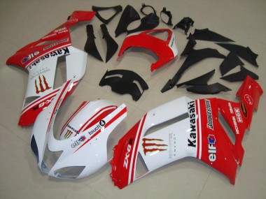 2007-2008 Red and White Kawasaki ZX6R Bike Fairing