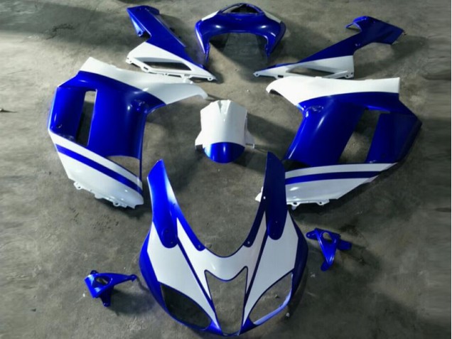 2007-2008 Blue White Kawasaki ZX6R Motorcycle Replacement Fairings