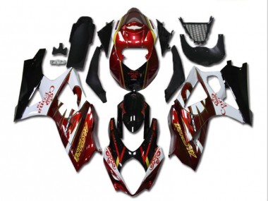 2007-2008 Red White Black Suzuki GSXR 1000 K7 Motorcycle Fairing Kit