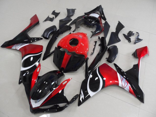 2007-2008 Black Red Glossy Yamaha YZF R1 Motorcycle Replacement Fairings