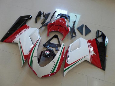 Abs 2007-2014 White Red Ducati 848 1098 1198 Bike Fairing Kit