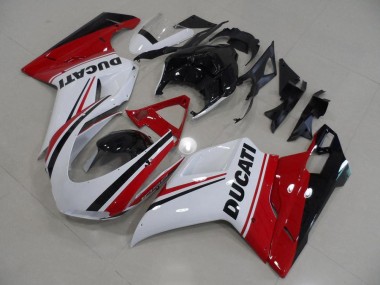 2007-2014 Red White Black Ducati 848 1098 1198 Bike Fairing Kit