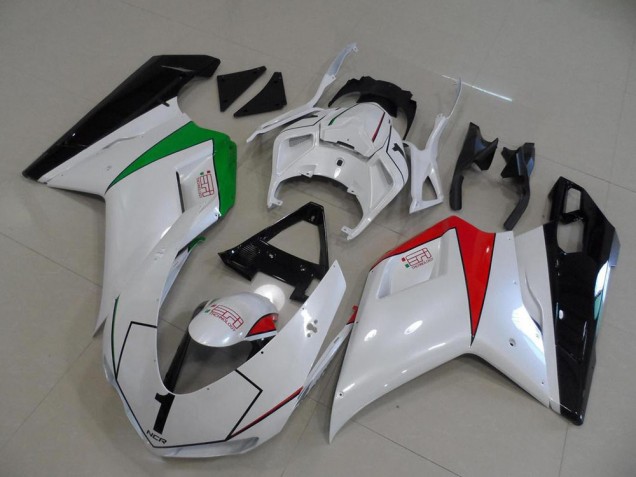 2007-2014 Peral White with Italy Flag Ducati 848 1098 1198 Motorcycle Fairings Kit