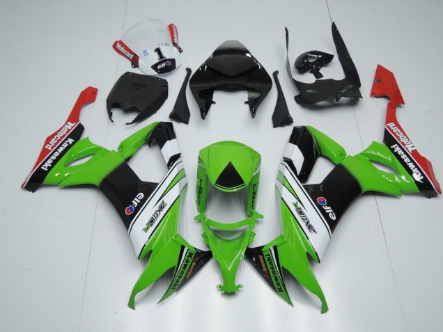 Abs 2008-2010 White Black and Green Kawasaki ZX10R Motorcycle Fairing Kits