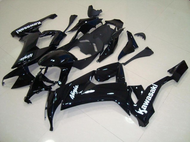 Abs 2008-2010 Glossy Black with White Sticker Kawasaki ZX10R Motorcycle Fairing Kit