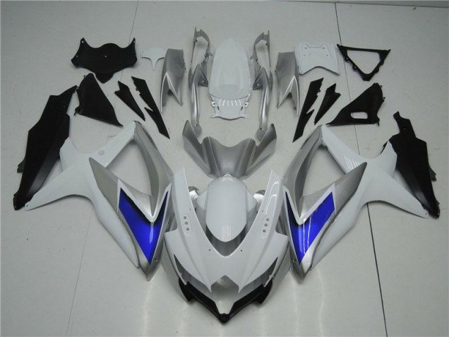 2008-2010 White Silver Blue Suzuki GSXR 600/750 Motorcycle Fairings Kit